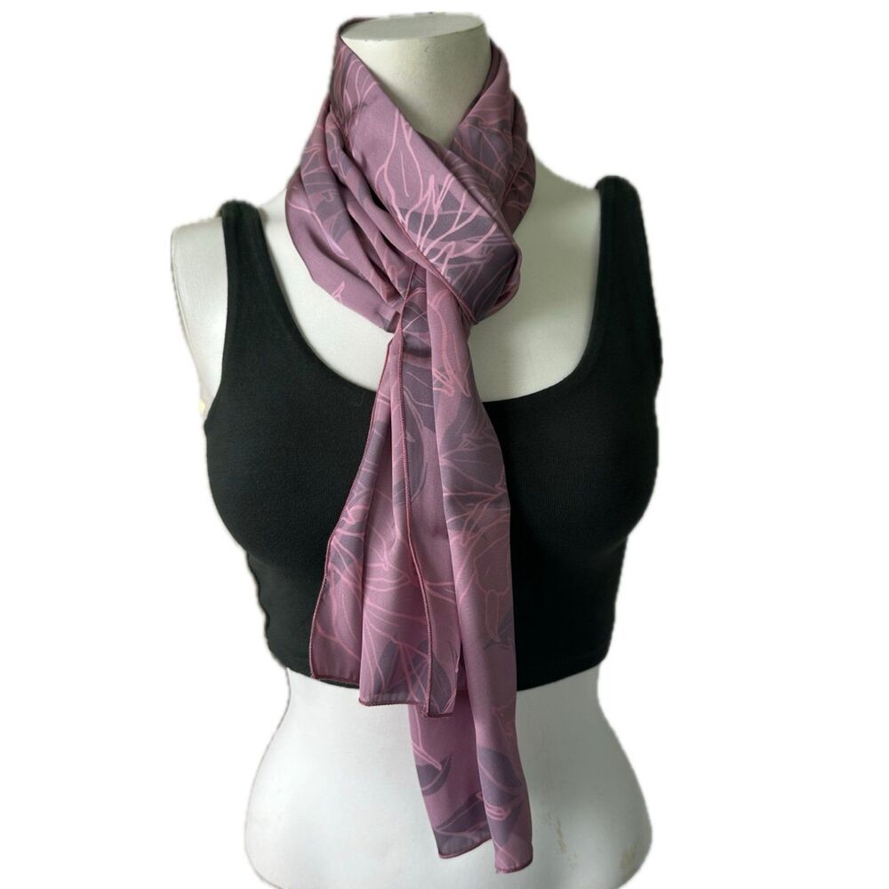 Unbranded Hawaiian Aloha Graphic Tropical Leaves Feminine Scarf One Size